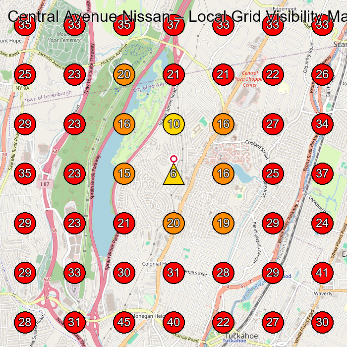 Central Avenue Nissan GeoGrid visibility map for Storage Facility in Yonkers